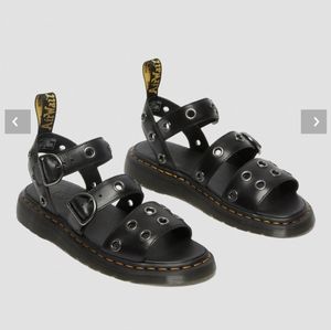 DR. MARTENS GRYPHON HARDWARE BRANDO LEATHER SANDALS